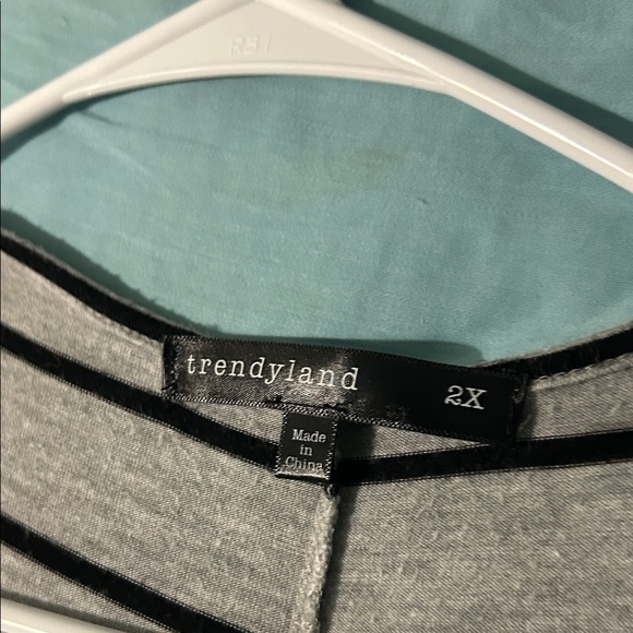 Gray and Black Striped Dress by Trendyland 2X maxi uneven hem. 21 in armpit - Picture 12 of 12